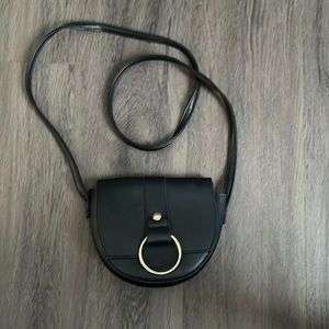 Black leather crossbody purse